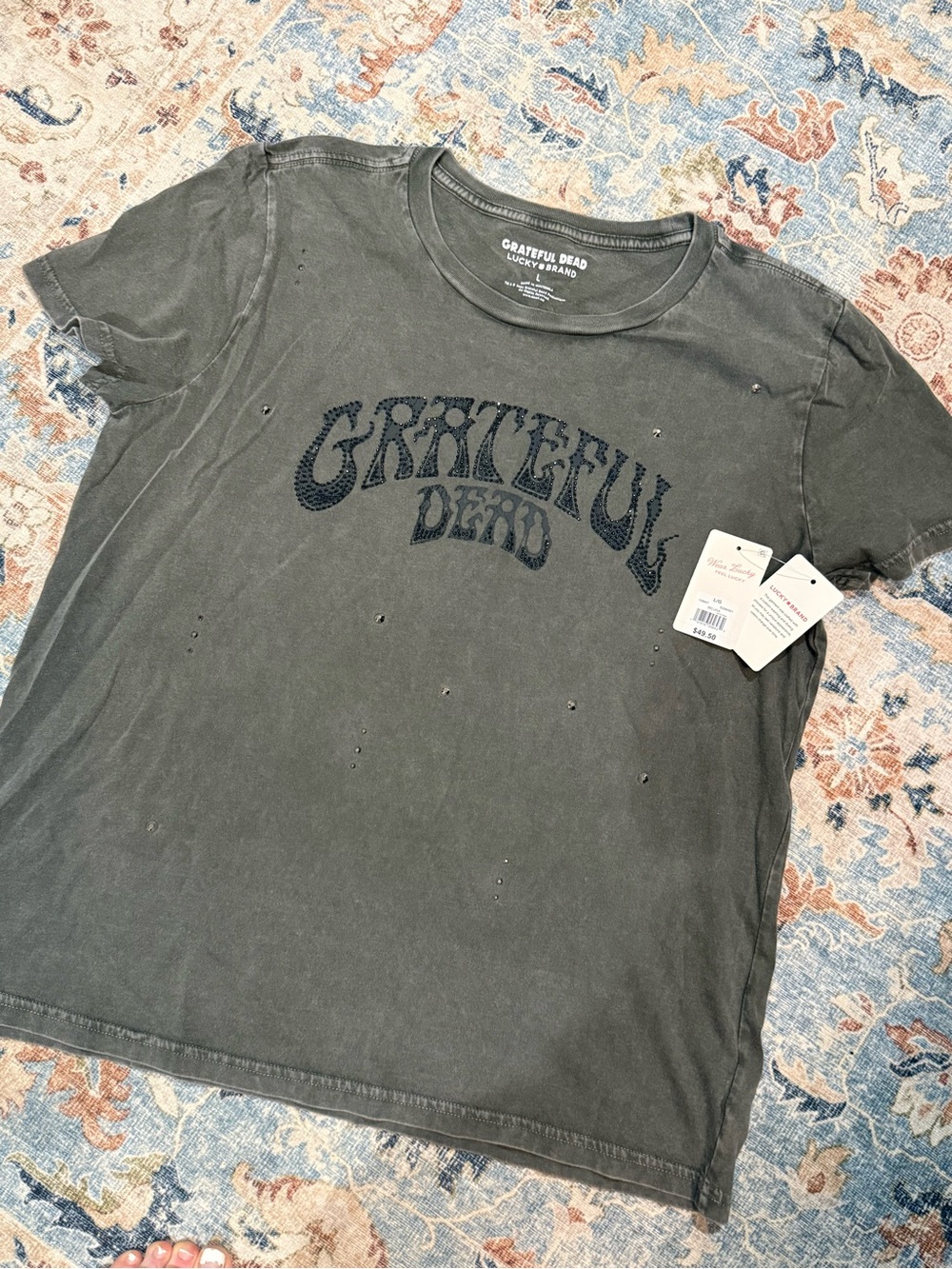 LUCKY BRAND Grateful Dead embellished tshirt. Large. nWT